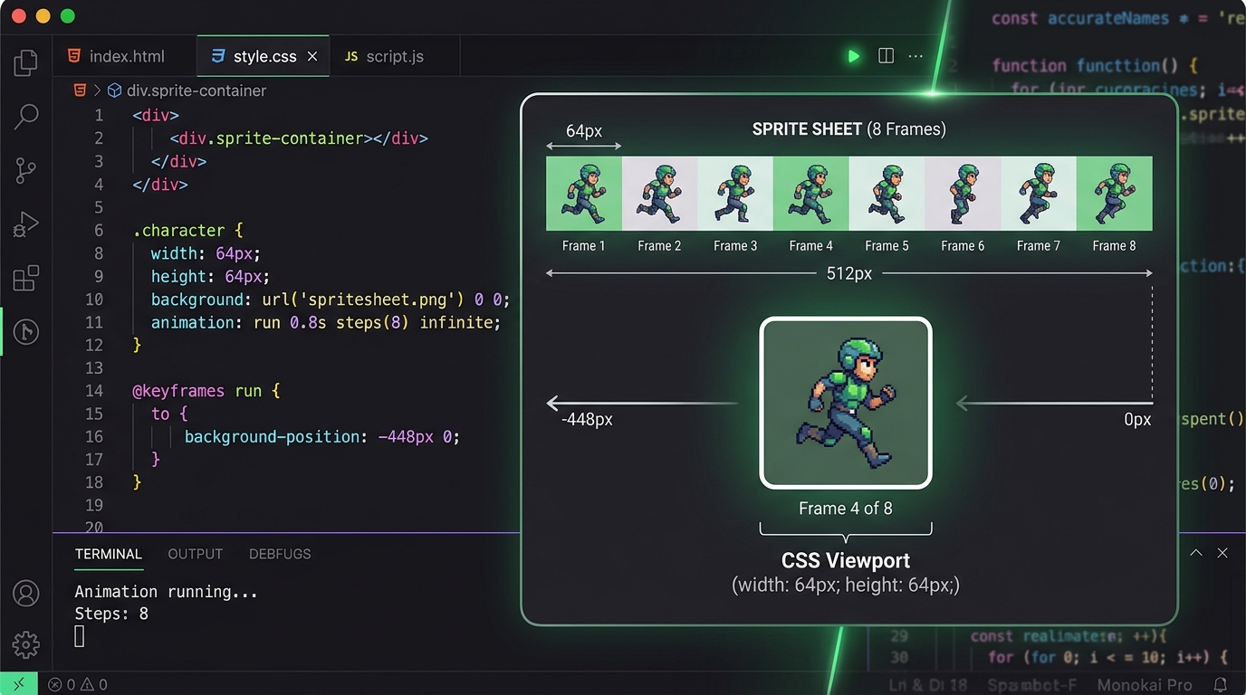 CSS Sprite Sheet Animation: A Step-by-Step Guide with steps()