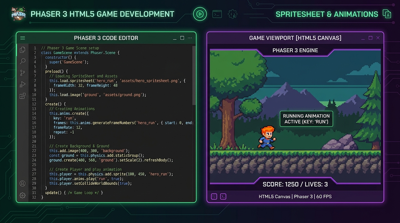 Loading and Playing Sprite Sheet Animations in Phaser 3