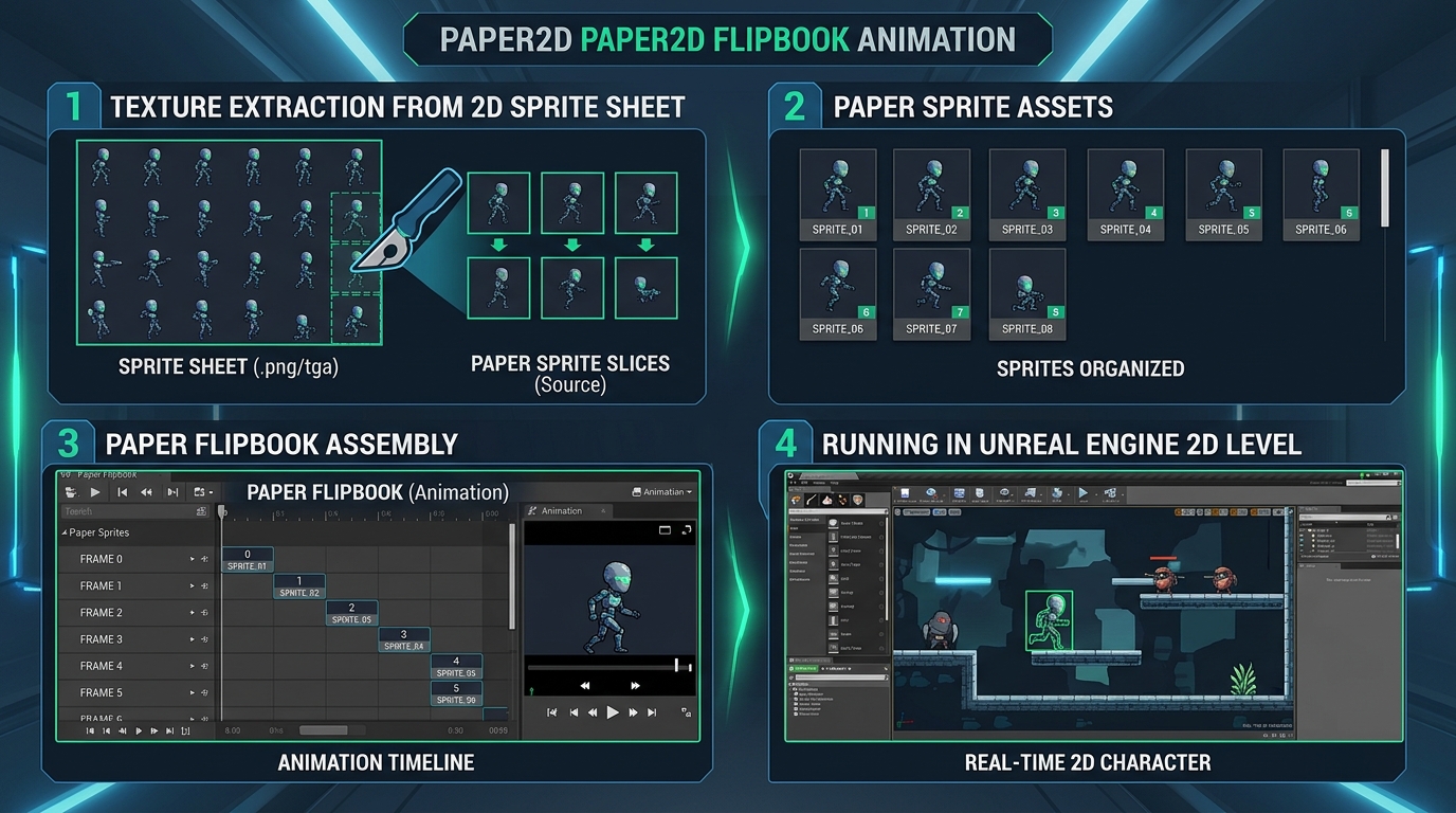 Unreal Engine Paper2D: Converting Sprite Sheets into Flipbooks